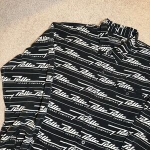 Pelle Pelle Marc Buchanan Jeans Company Mens All Over Print Shirt XL Black White